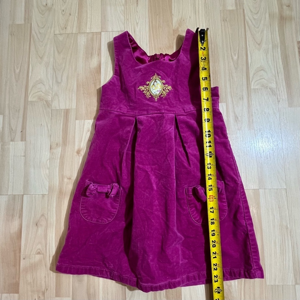 Disney Vintage Princesses Velour Dress Size Small 5-6 Disney Store Magenta - Picture 2 of 4